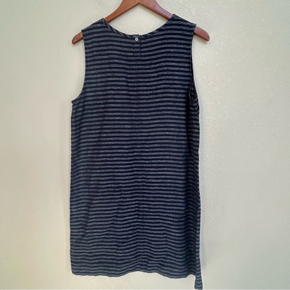J.Jill Love 100% Linen Sleeveless Striped Shift Dress Navy Women’s Size Medium - Picture 2 of 6
